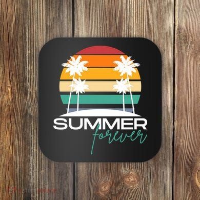 Summer Forever Retro Sunset Tropical Coaster
