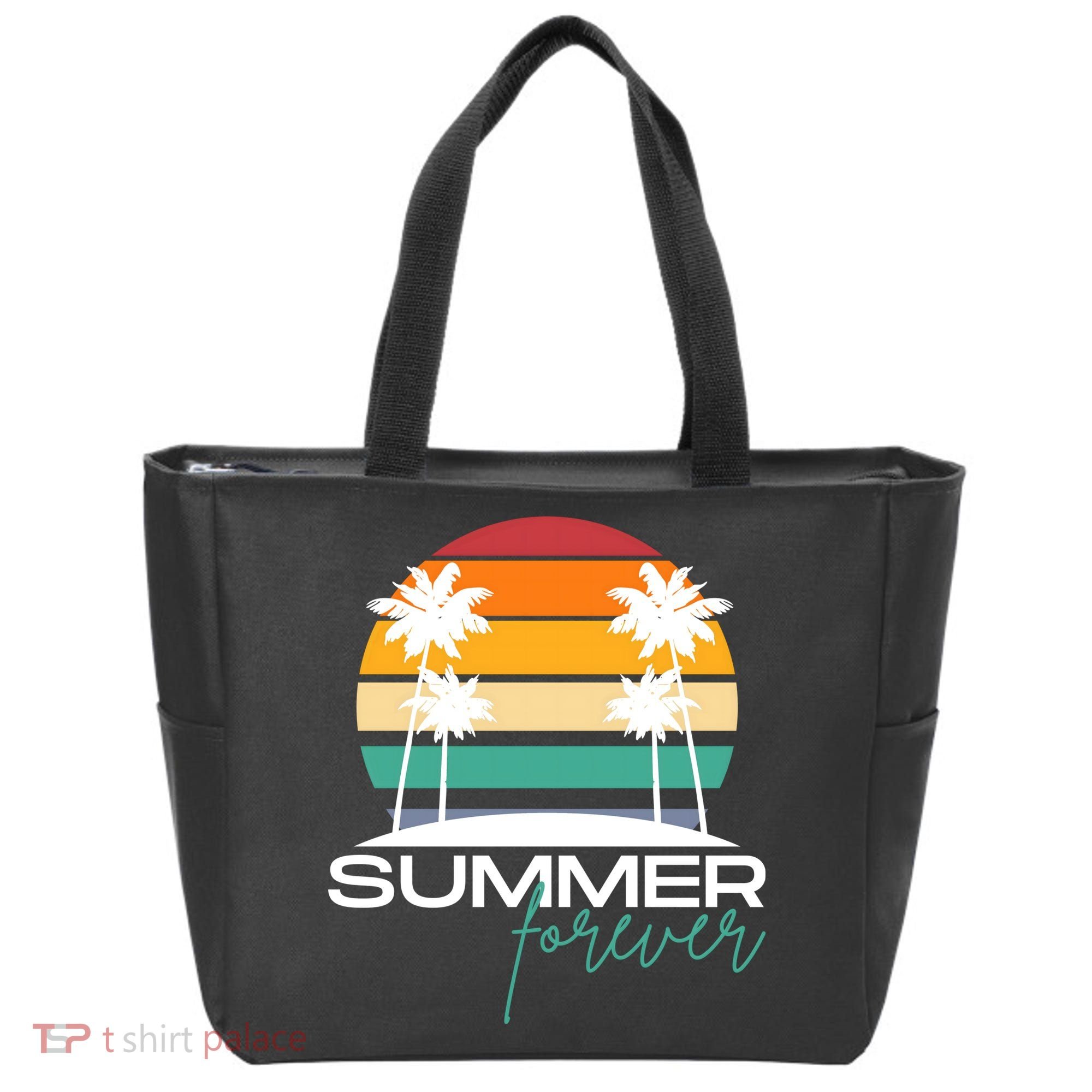 Summer Forever Retro Sunset Tropical Tote Bag