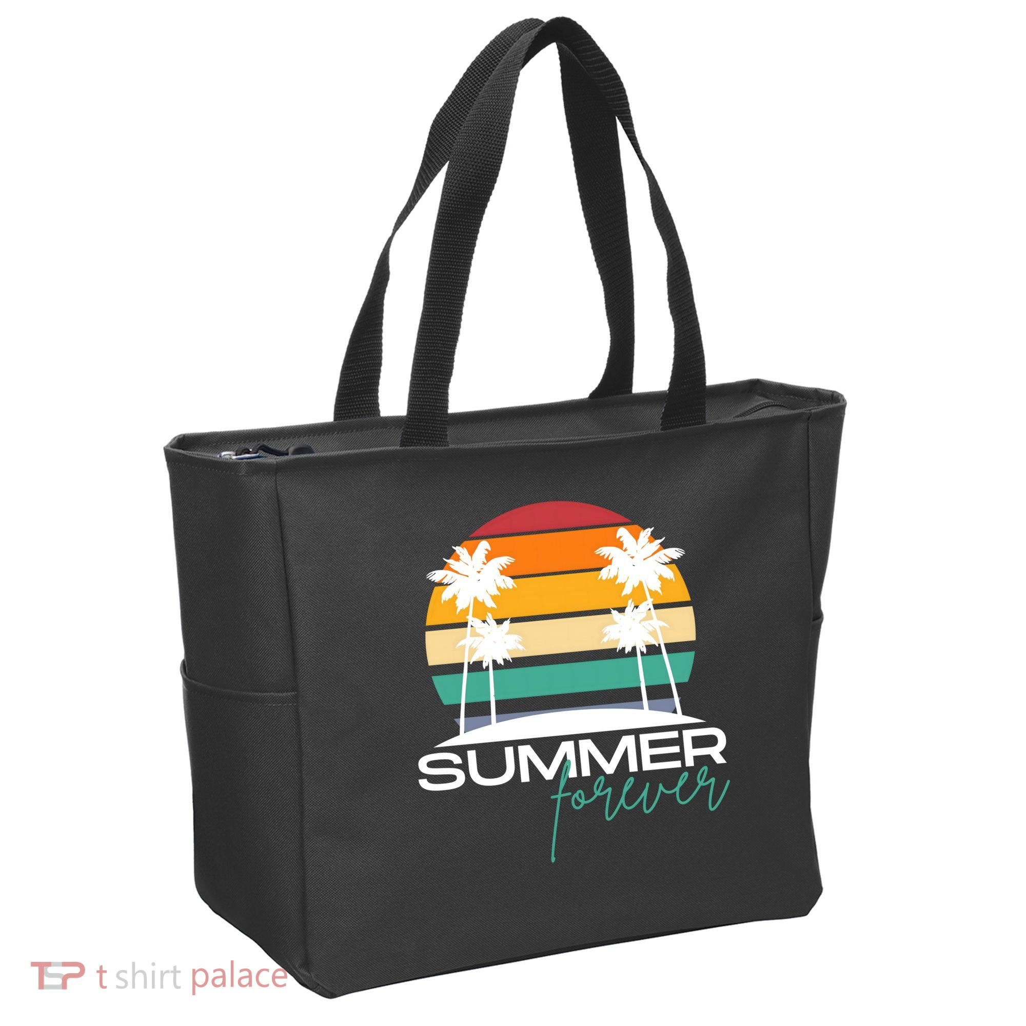 Summer Forever Retro Sunset Tropical Tote Bag