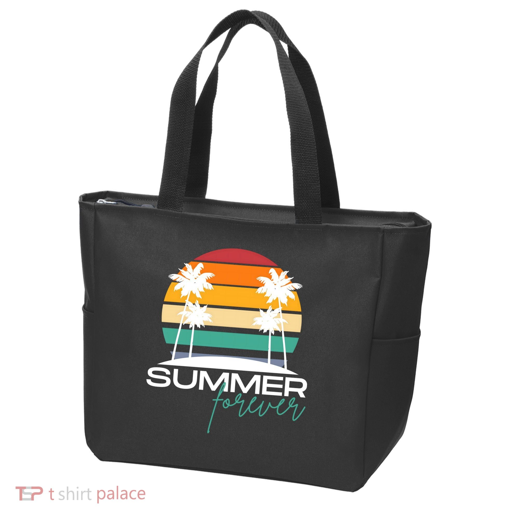 Summer Forever Retro Sunset Tropical Tote Bag