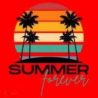 Summer Forever Retro Sunset Tropical Santa Hat thumb 1