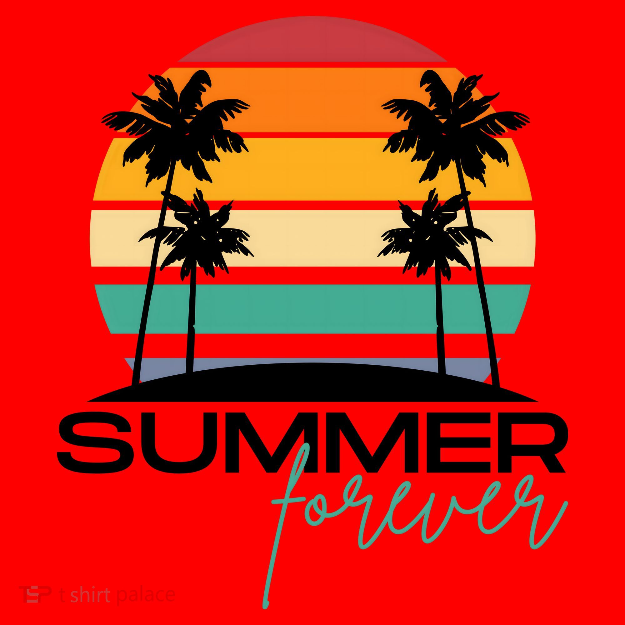 Summer Forever Retro Sunset Tropical Santa Hat