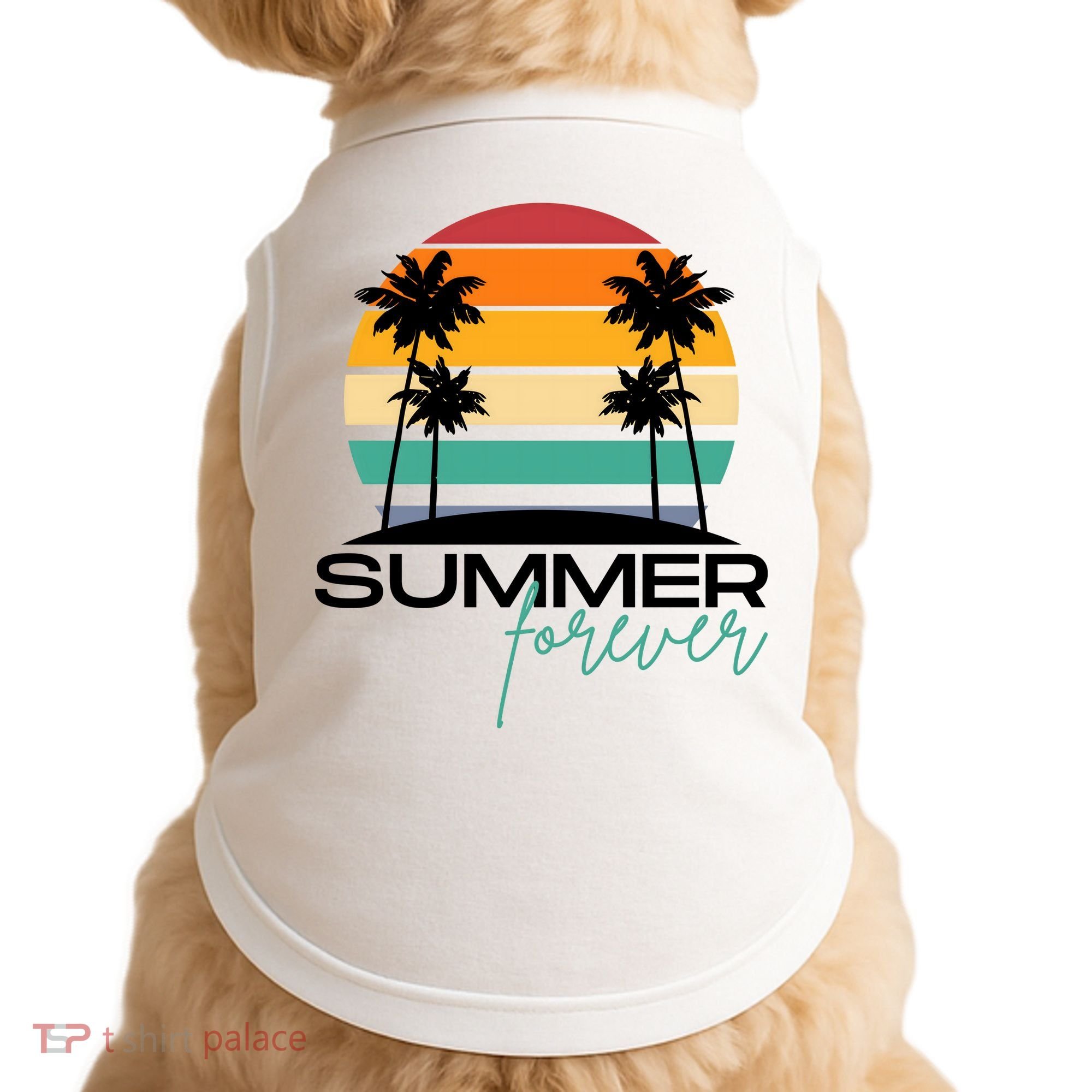 Summer Forever Retro Sunset Tropical Doggie Tank