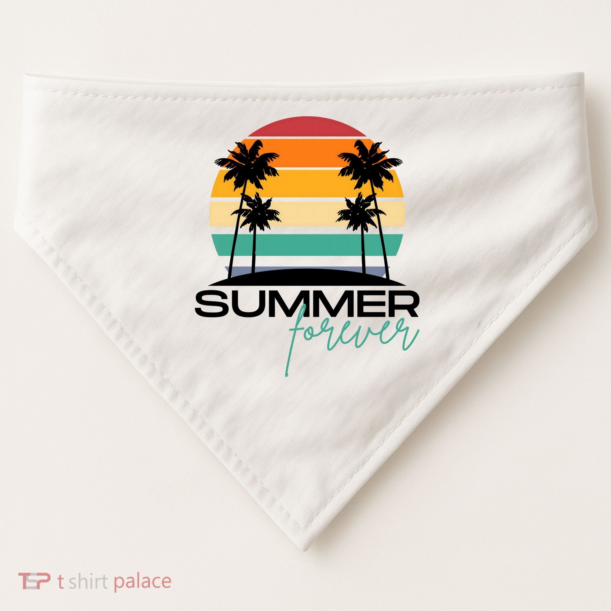 Summer Forever Retro Sunset Tropical USA-Made Doggie Bandana