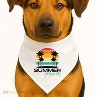 Summer Forever Retro Sunset Tropical USA-Made Doggie Bandana thumb 1