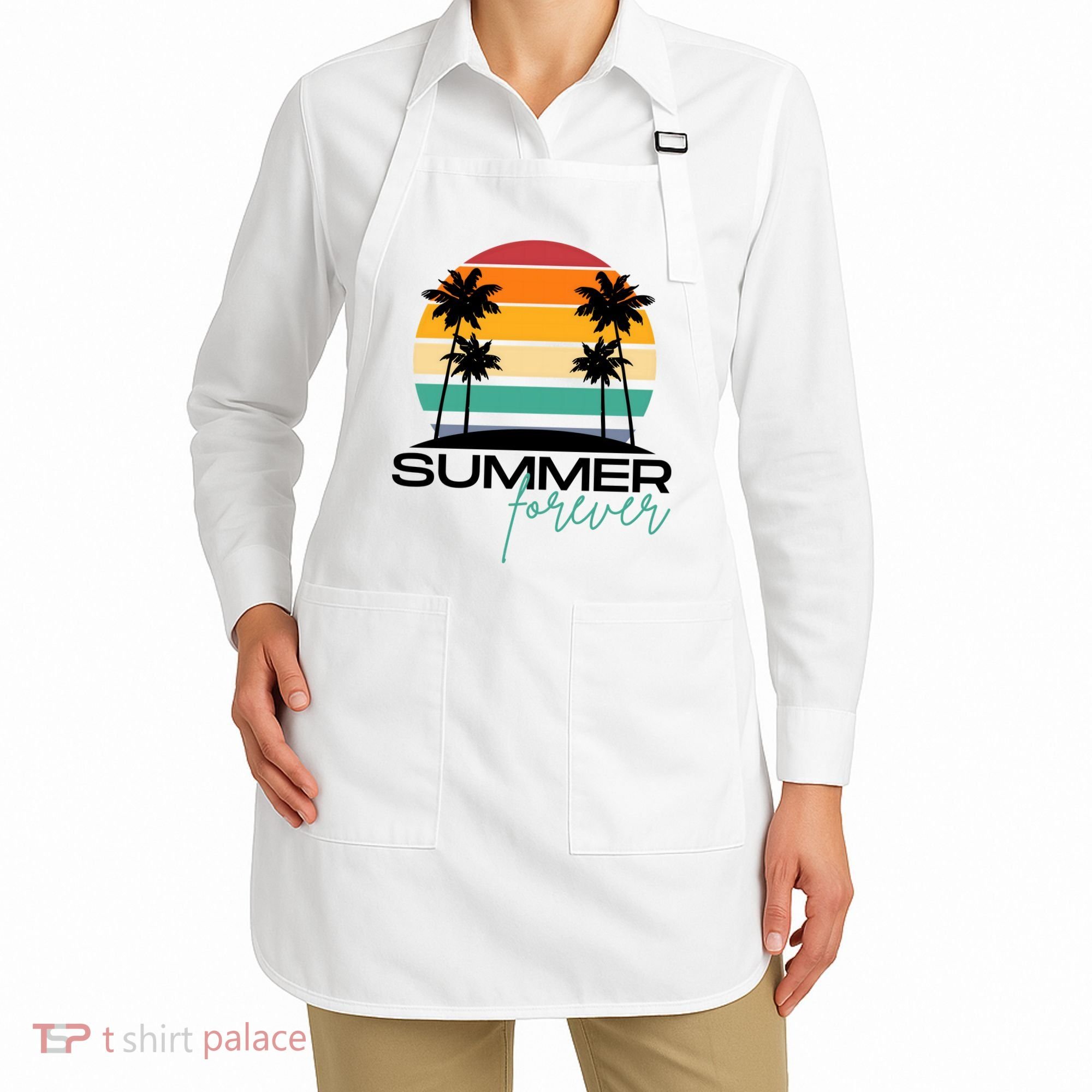 Summer Forever Retro Sunset Tropical Apron
