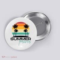 Summer Forever Retro Sunset Tropical Button thumb 0