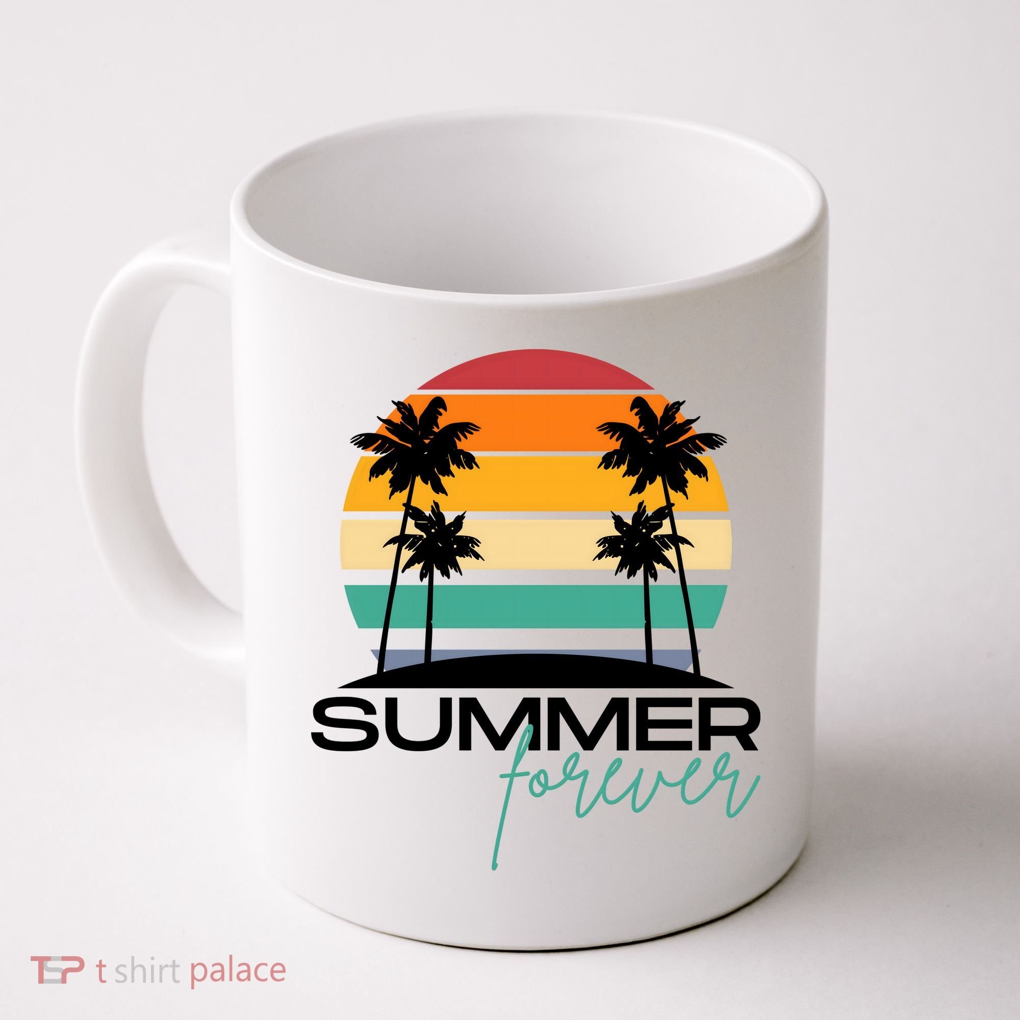 Summer Forever Retro Sunset Tropical Coffee Mug