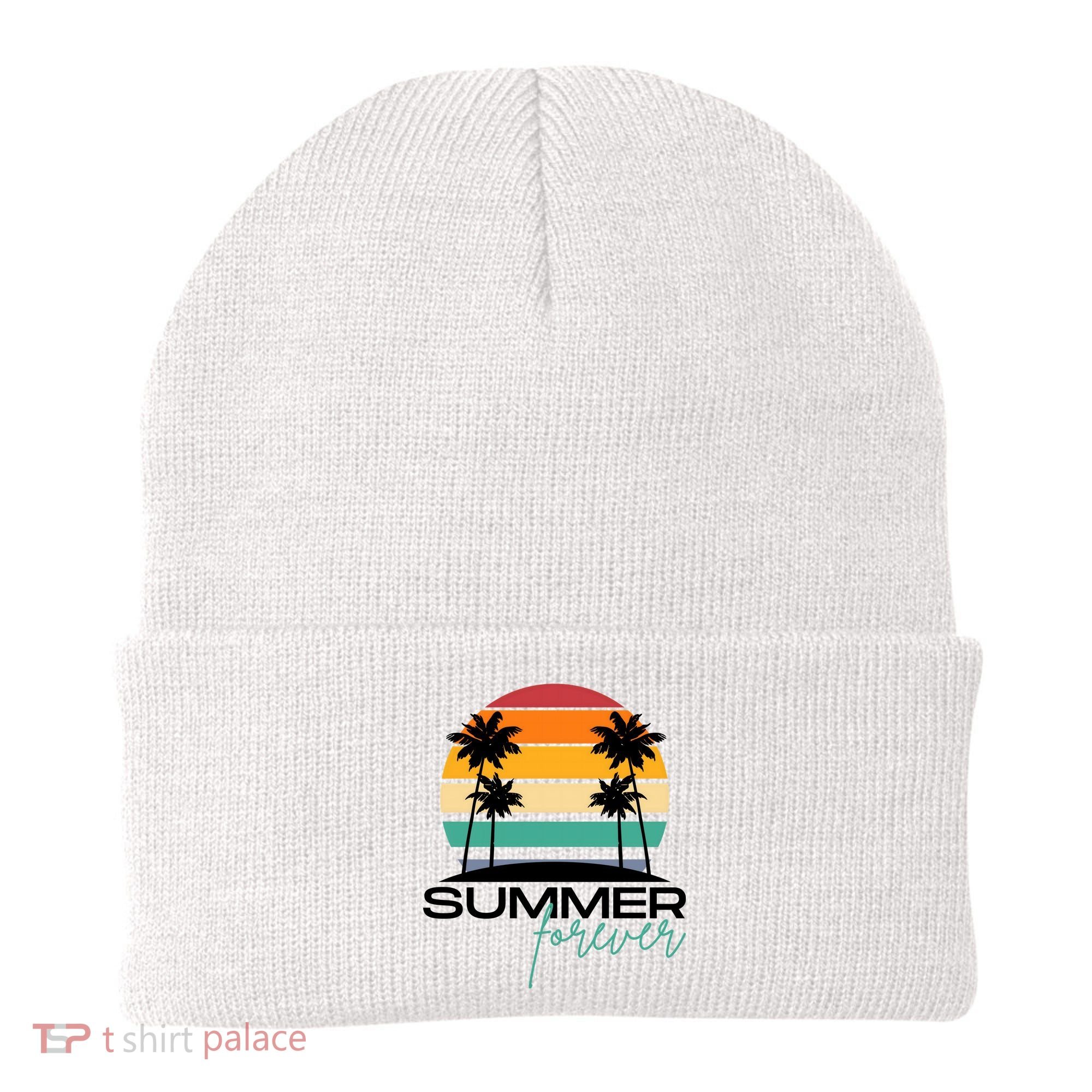 Summer Forever Retro Sunset Tropical Beanie