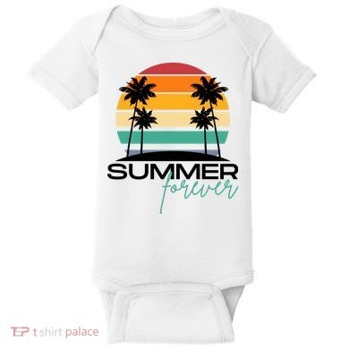 Summer Forever Retro Sunset Tropical Baby Bodysuit