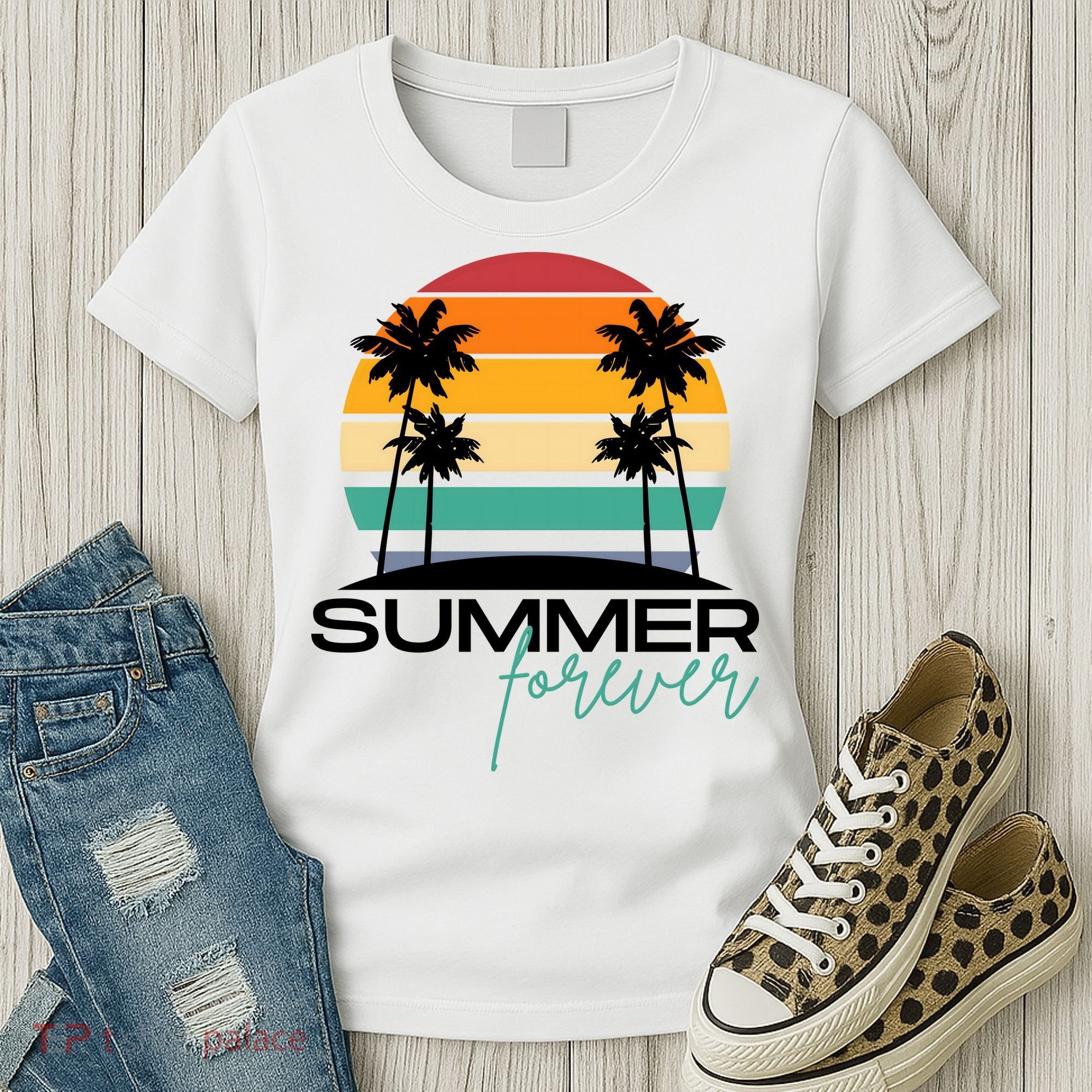 Summer Forever Retro Sunset Tropical Women's T-Shirt
