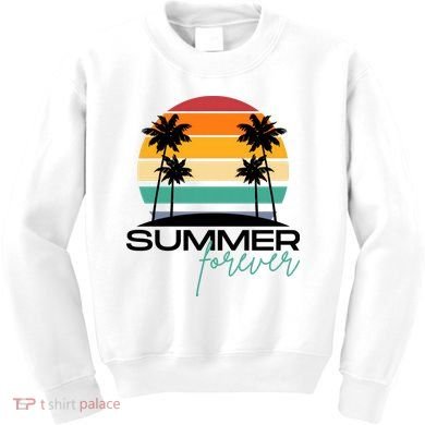 Summer Forever Retro Sunset Tropical Kids Sweatshirt
