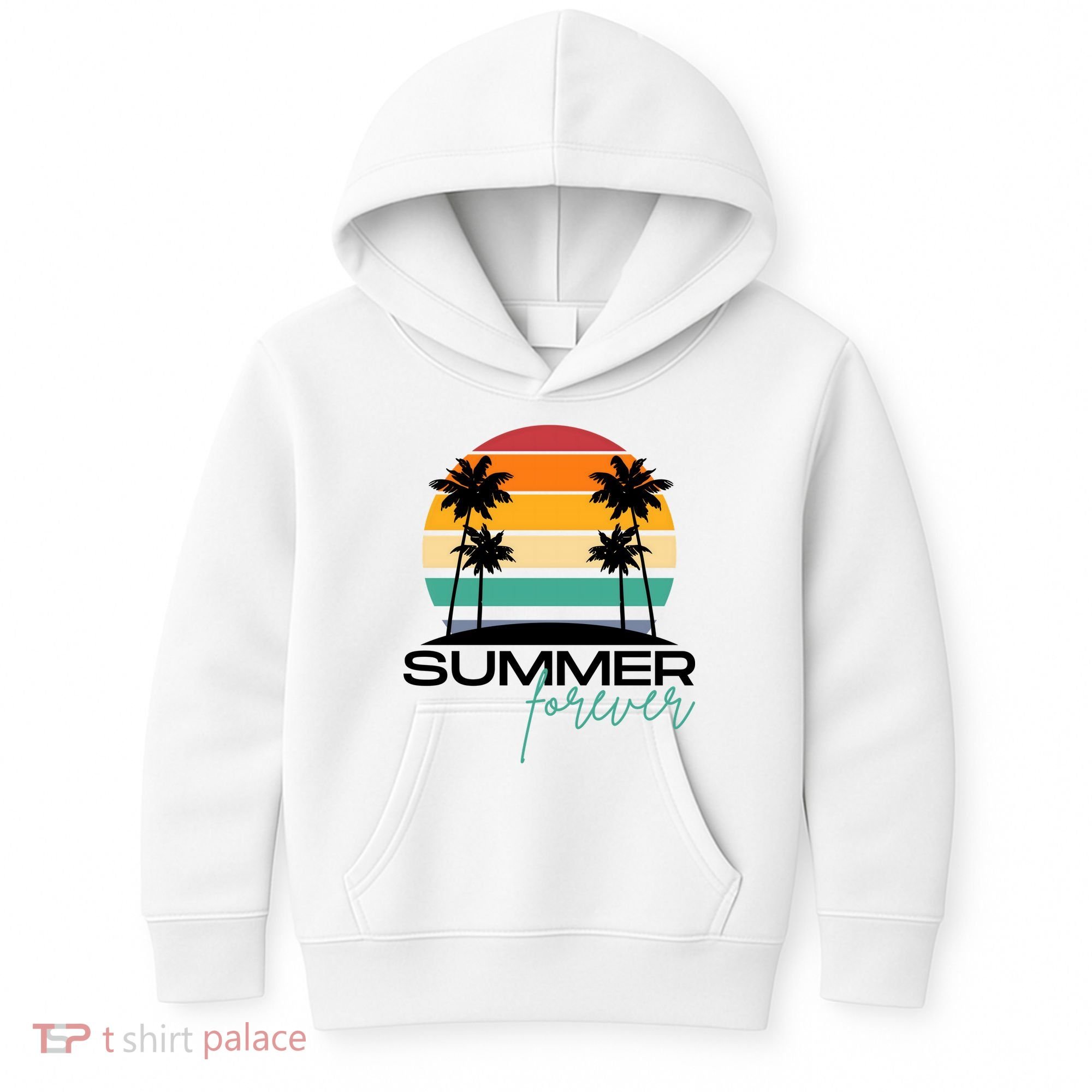 Summer Forever Retro Sunset Tropical Kids Hoodie