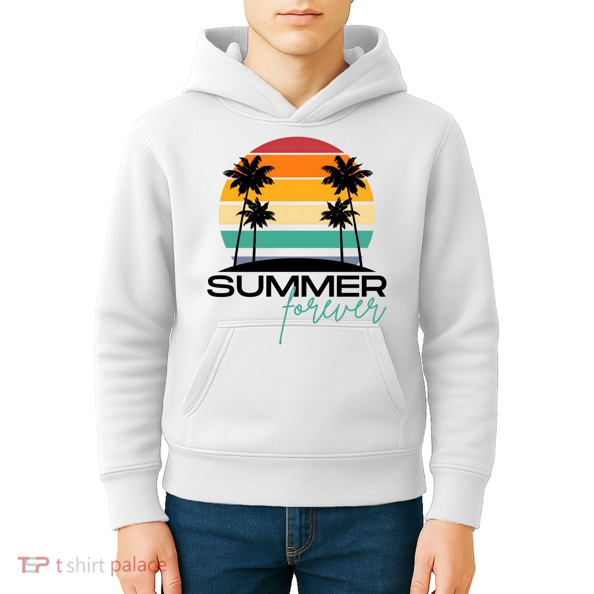Summer Forever Retro Sunset Tropical Kids Hoodie