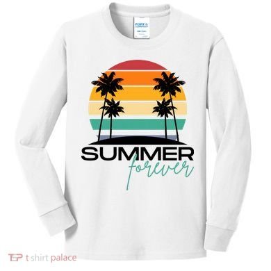 Summer Forever Retro Sunset Tropical Kids Long Sleeve Shirt