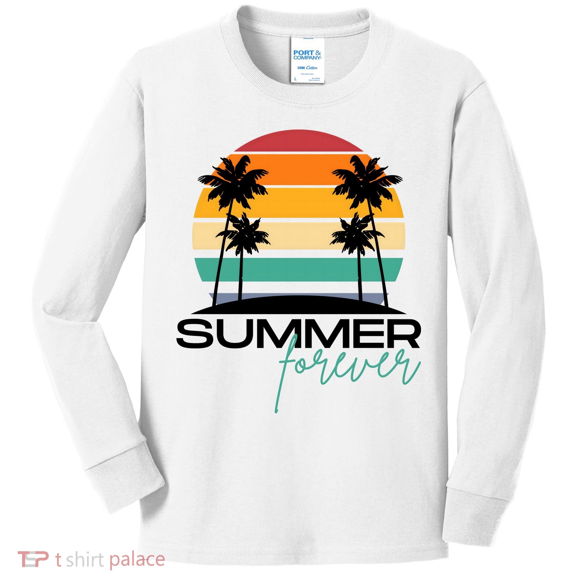 Summer Forever Retro Sunset Tropical Kids Long Sleeve Shirt