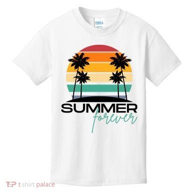 Summer Forever Retro Sunset Tropical Kids T-Shirt