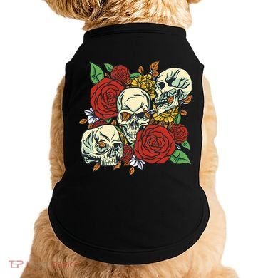 Skull Floral Rose Doggie Tank
