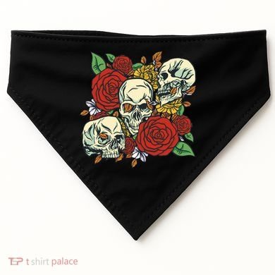 Skull Floral Rose USA-Made Doggie Bandana