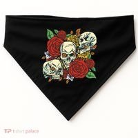 Skull Floral Rose USA-Made Doggie Bandana thumb 0