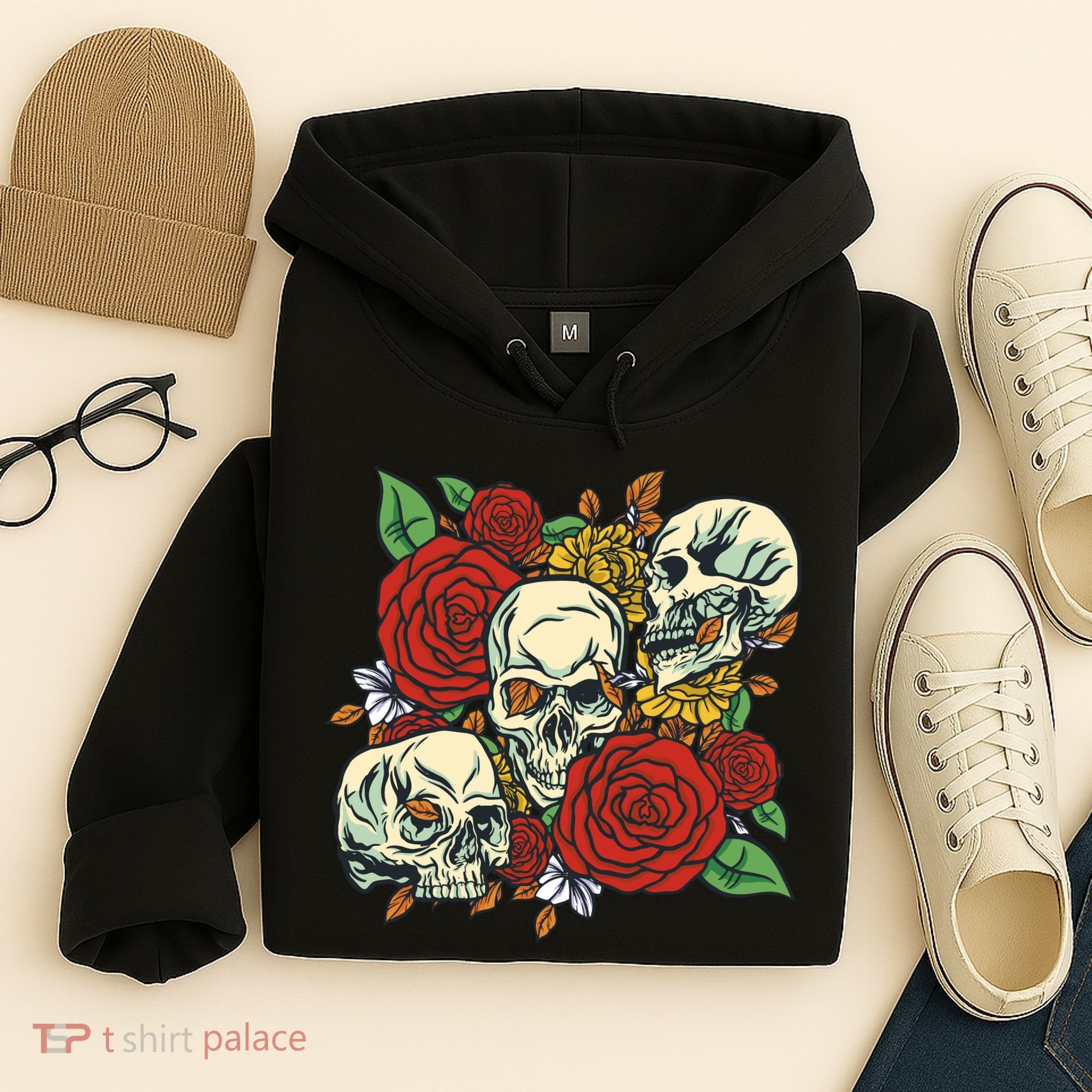 Skull Floral Rose Hoodie