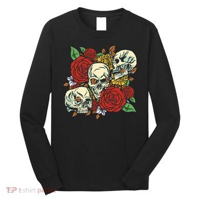 Skull Floral Rose Long Sleeve Shirt