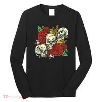 Skull Floral Rose Long Sleeve Shirt thumb 0