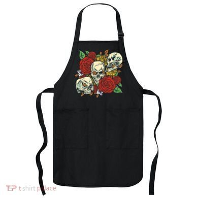 Skull Floral Rose Apron
