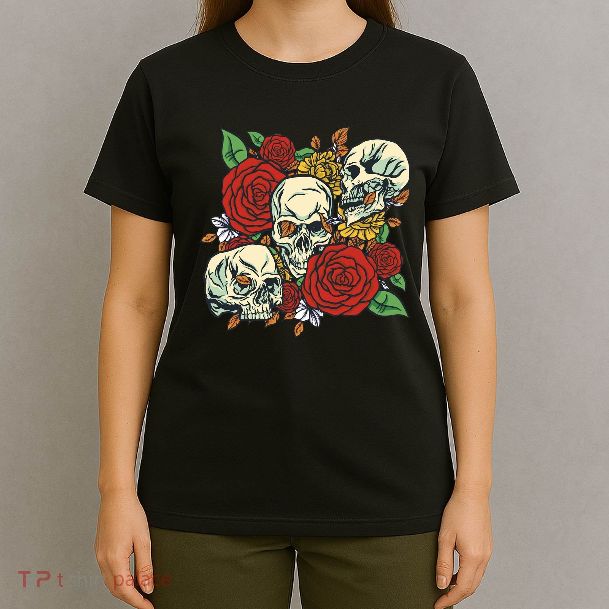 Skull Floral Rose T-Shirt