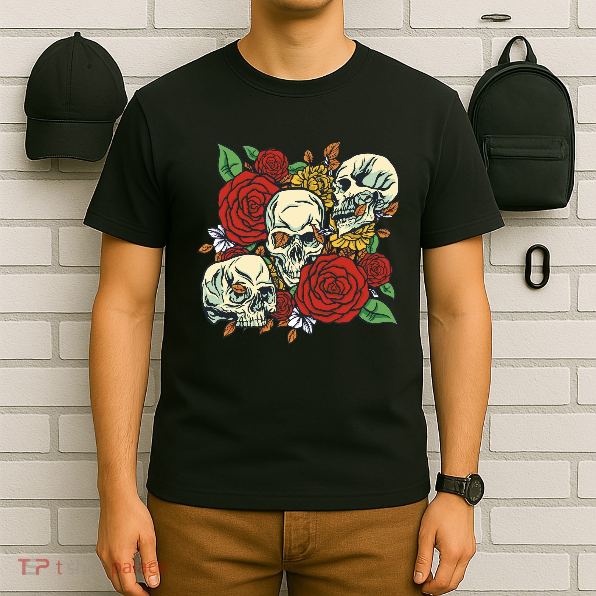 Skull Floral Rose T-Shirt