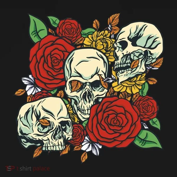 Skull Floral Rose Bucket Hat