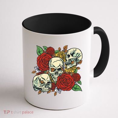 Skull Floral Rose Coffee Mug back