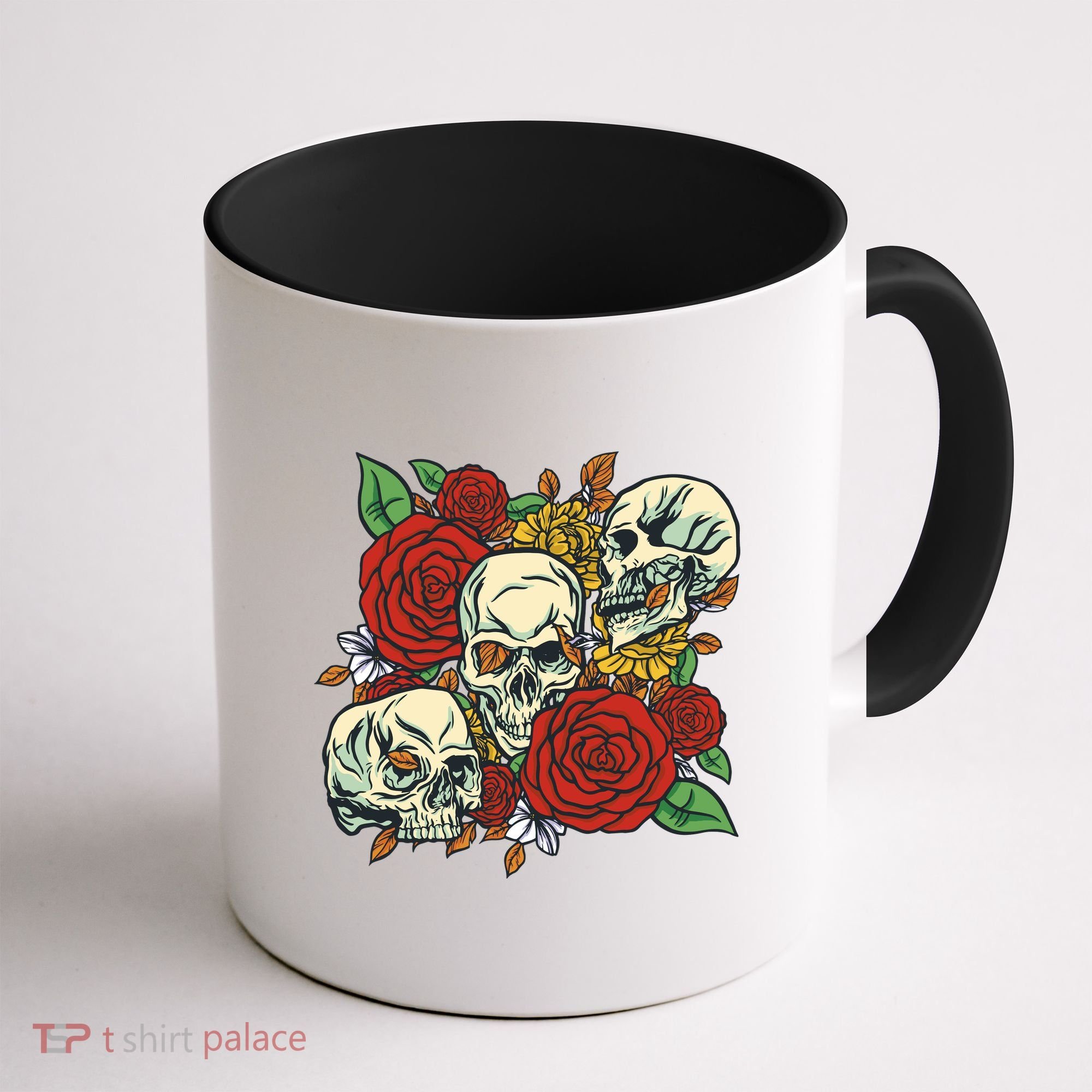 Skull Floral Rose Coffee Mug