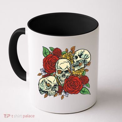 Skull Floral Rose Coffee Mug