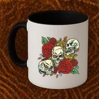Skull Floral Rose Coffee Mug thumb 2