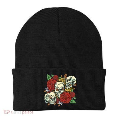 Skull Floral Rose Beanie