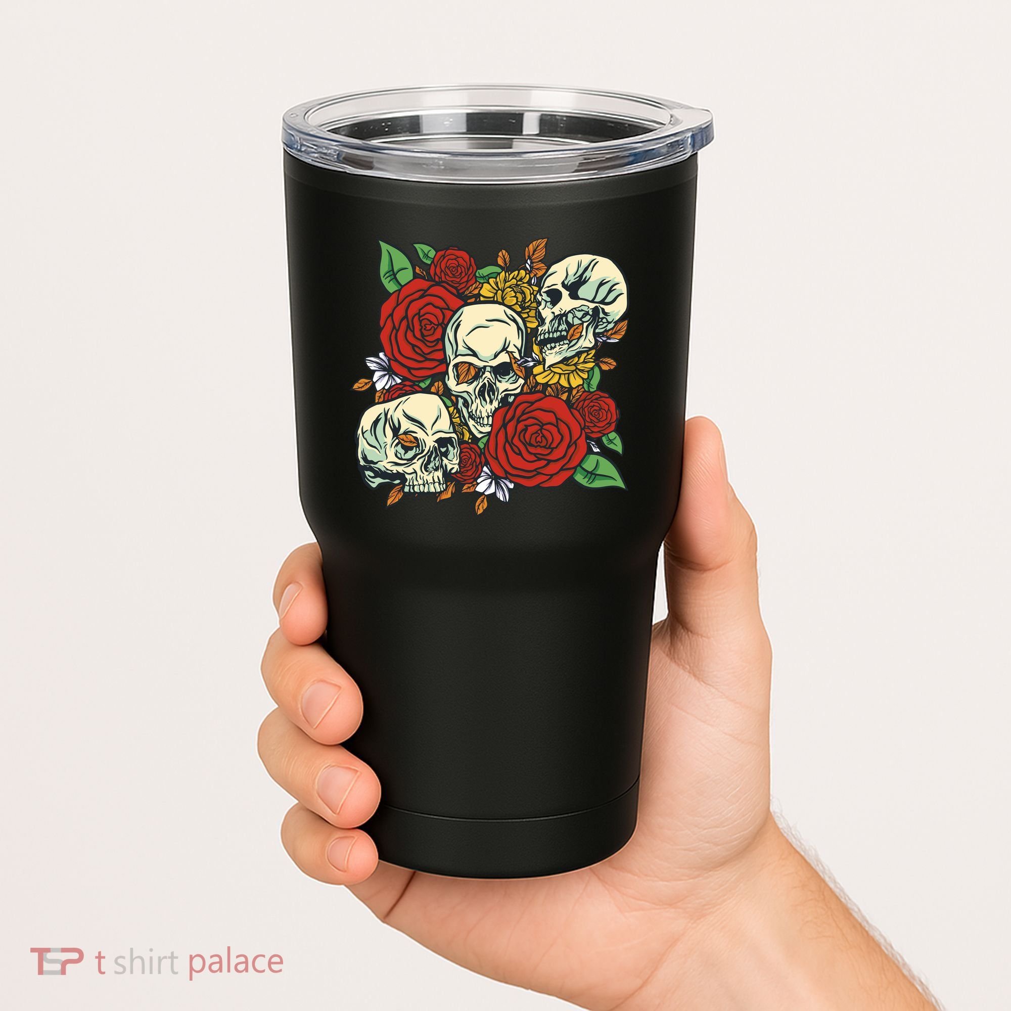 Skull Floral Rose Tumbler