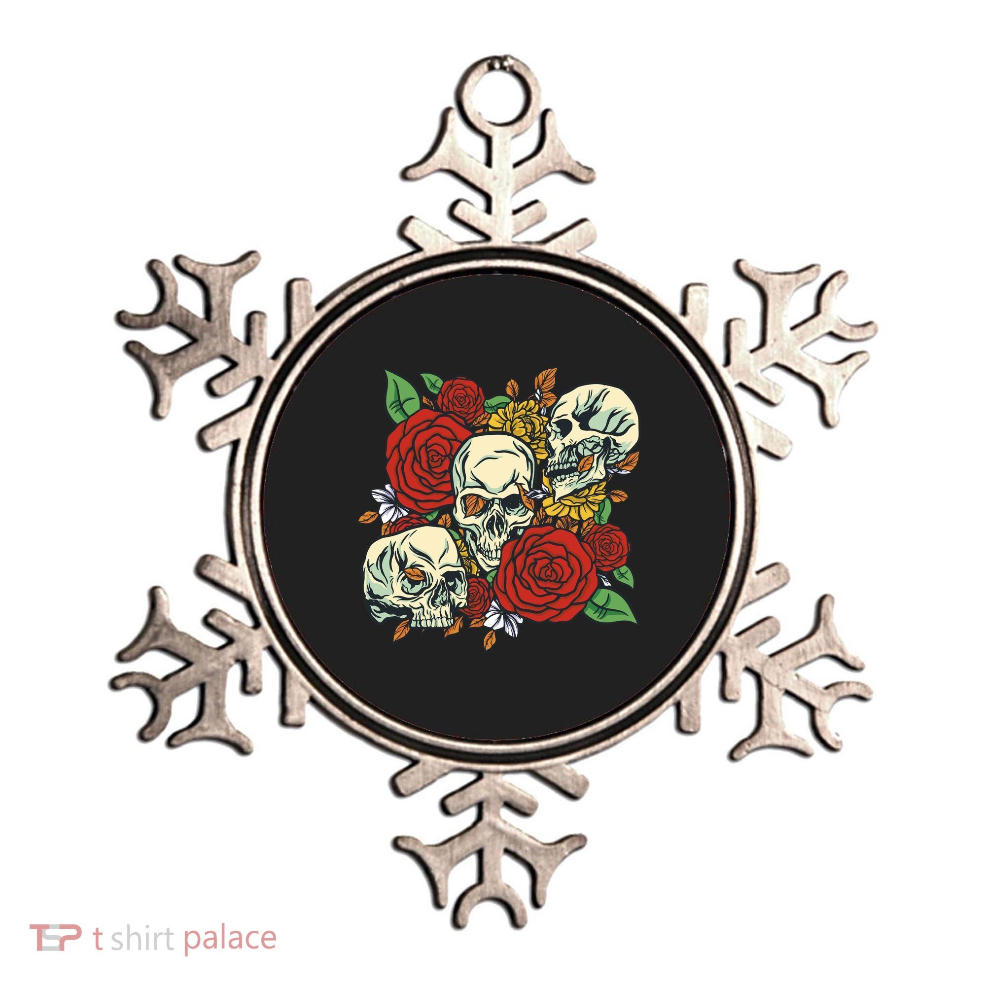 Skull Floral Rose Ornament