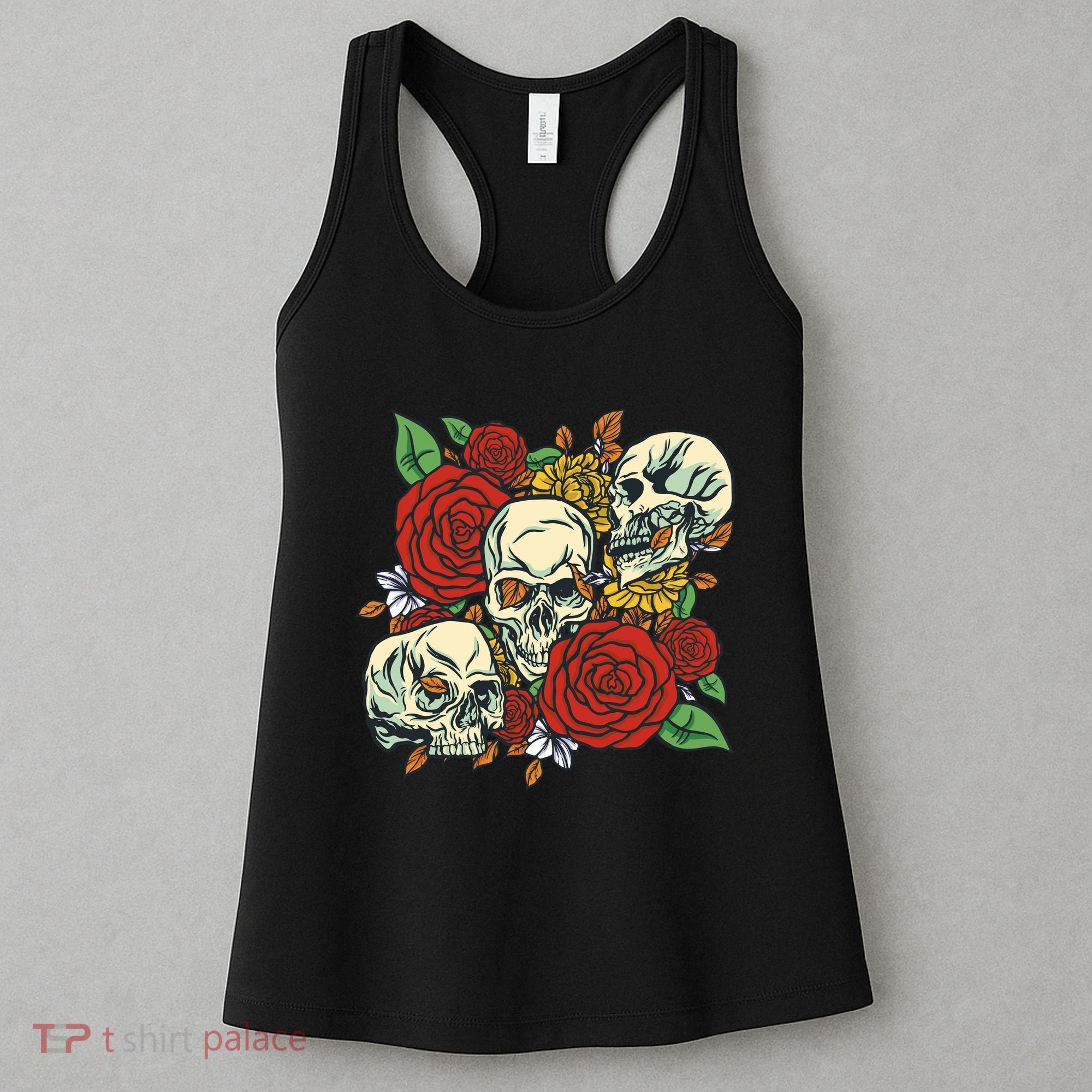 Skull Floral Rose Women's Tank Top