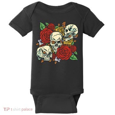 Skull Floral Rose Baby Bodysuit
