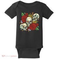 Skull Floral Rose Baby Bodysuit thumb 0
