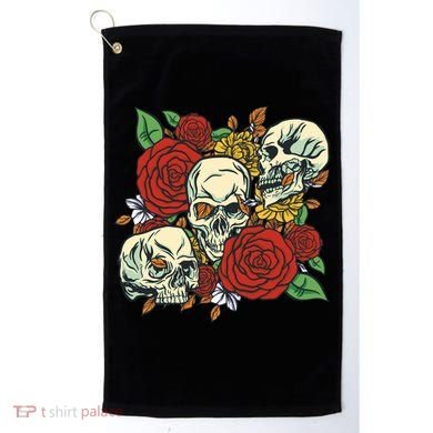 Skull Floral Rose Golf Towel