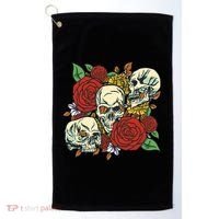 Skull Floral Rose Golf Towel thumb 0
