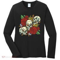 Skull Floral Rose Women's Long Sleeve Shirt thumb 0