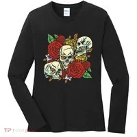 Skull Floral Rose Women's Long Sleeve Shirt thumb 0