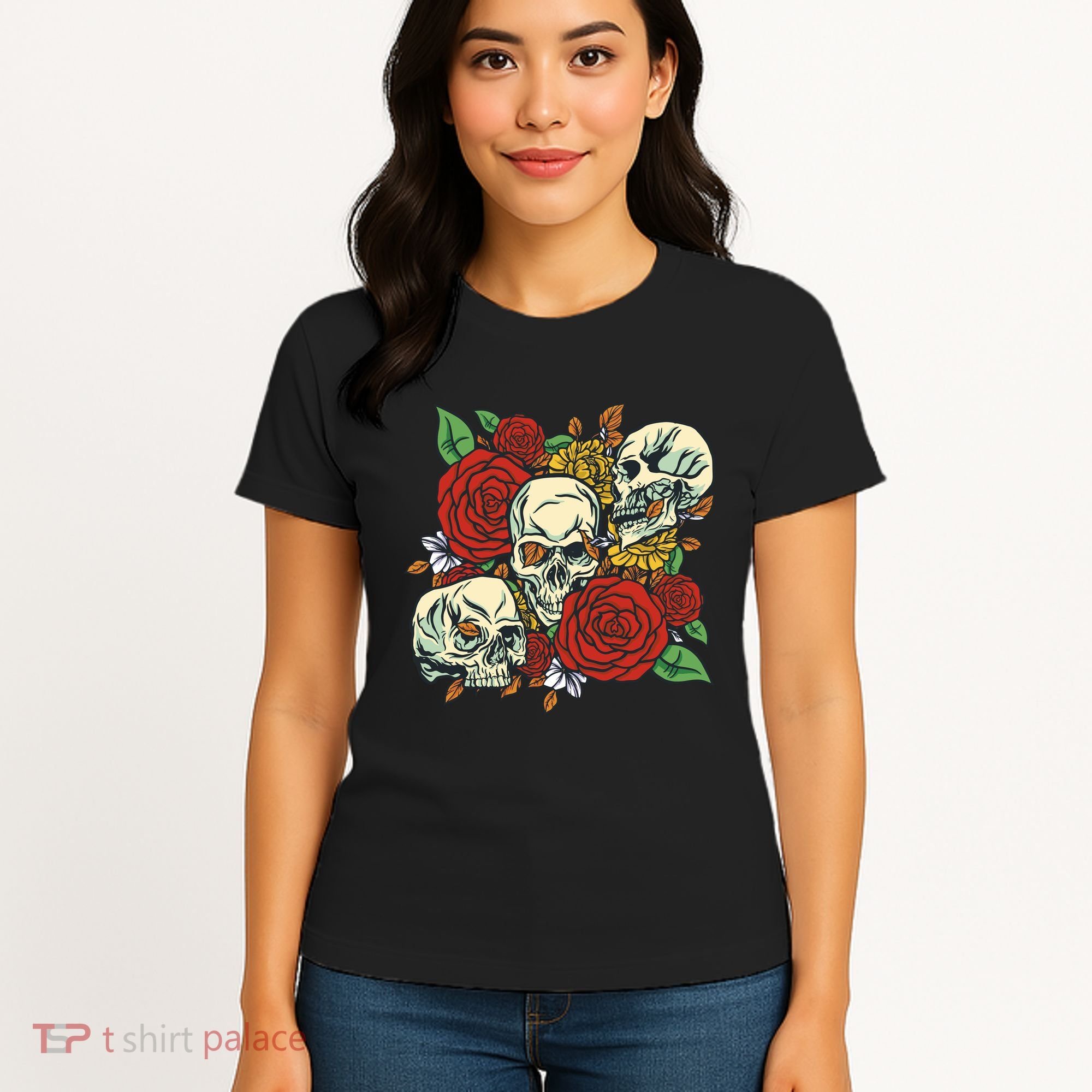 Skull Floral Rose Women's T-Shirt