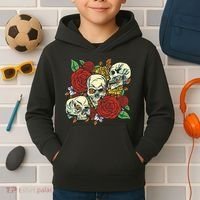 Skull Floral Rose Kids Hoodie thumb 2