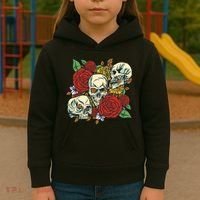 Skull Floral Rose Kids Hoodie thumb 3
