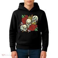 Skull Floral Rose Kids Hoodie thumb 4
