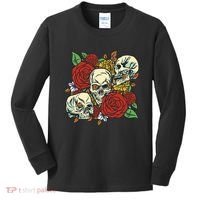 Skull Floral Rose Kids Long Sleeve Shirt thumb 0